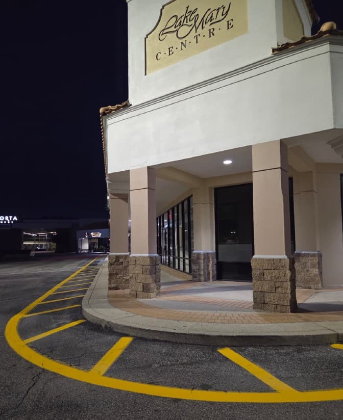 Parking lot restriping, Lake Mary Centre